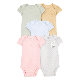 Lot de 5 bodys manches courtes bébé fille - Animaux