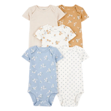Lot de 5 bodys fleuris bébé fille - 100% Coton