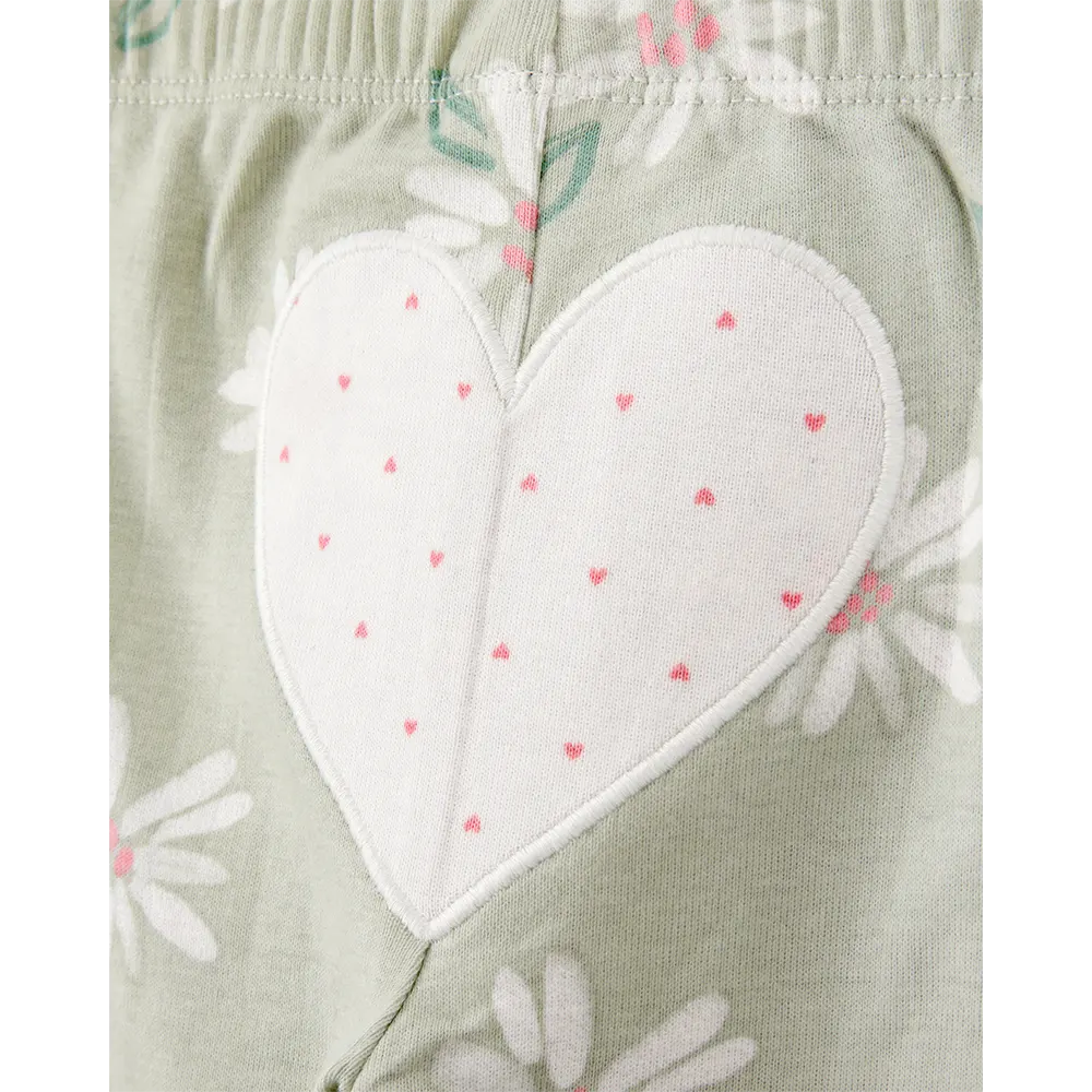 Ensemble 3 pièces cœur pour bébé fille - Coton