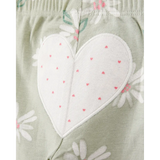 Ensemble 3 pièces cœur pour bébé fille - Coton