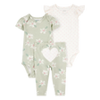 Ensemble 3 pièces cœur pour bébé fille - Coton