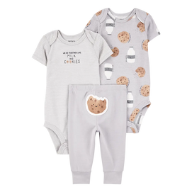 Ensemble 3 pièces lait et biscuits bébé - Coton