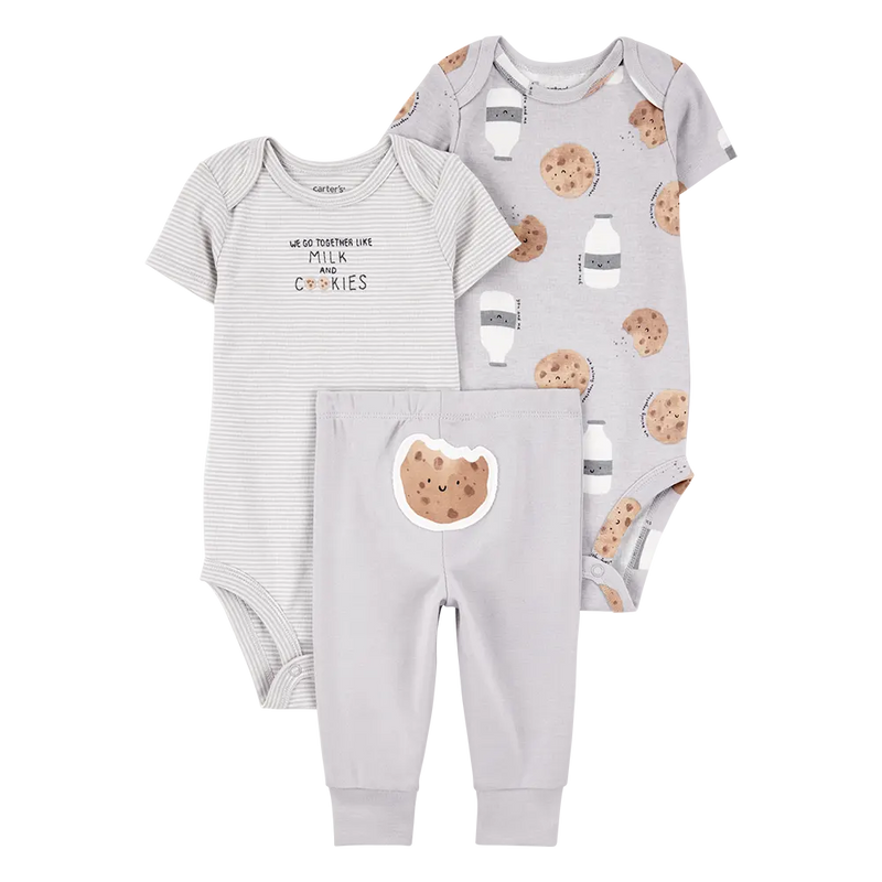 Conjunto de 3 piezas para bebé Carter's - Leche y galletas