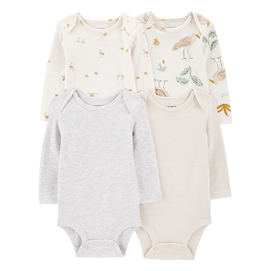 Lot de 4 bodys manches longues cigogne bébé