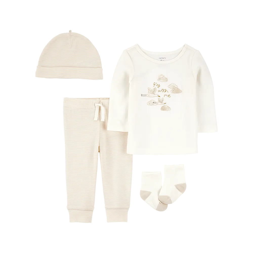 Ensemble 4 pièces nuage bébé - 100% Coton