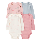 Lot de 4 bodys manches longues chiot bébé fille