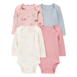Lot de 4 bodys manches longues chiot bébé fille