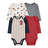 Lot de 4 bodys manches longues sport bébé garçon