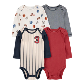 Lot de 4 bodys manches longues sport bébé garçon
