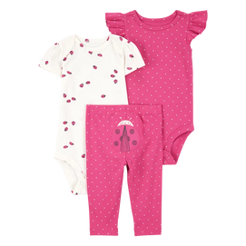 Ensemble 3 pièces coccinelle bébé fille - Coton
