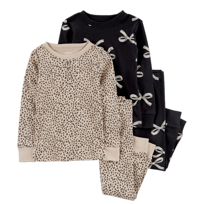 Pyjama 4 Pièces en Coton Bébé Carter's - Noir & Léopard