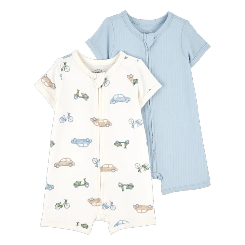 Carter's Baby Boy 2-Pack Rompers - Blue & Cars