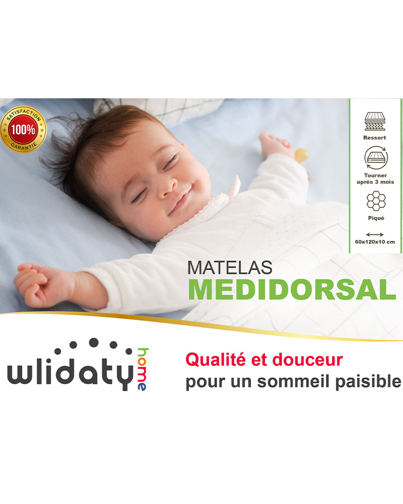 Wliday Home Matelas Premium pour Bébé Medidorsal - Blanc & Dorée