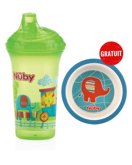 Offre : Gourde Nûby Anti-Goutte à Bec Dur 9M+ 270ml Eléphant = Bol en Bambou Gratuit