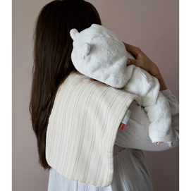 Bambidou Serviette de Rot Bavoir d'Épaule Gaze Ivoire Rayé Rose