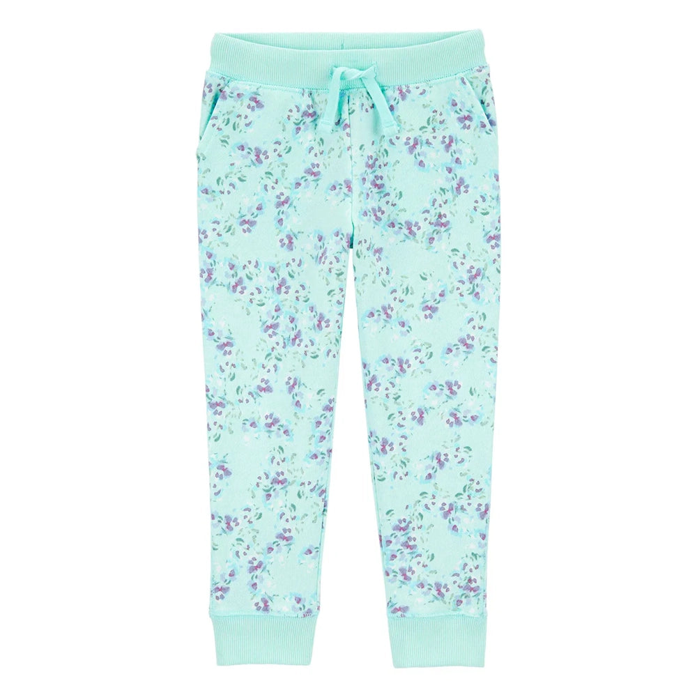 OshKosh Girl's Drawstring Jogger Pants - Green Floral