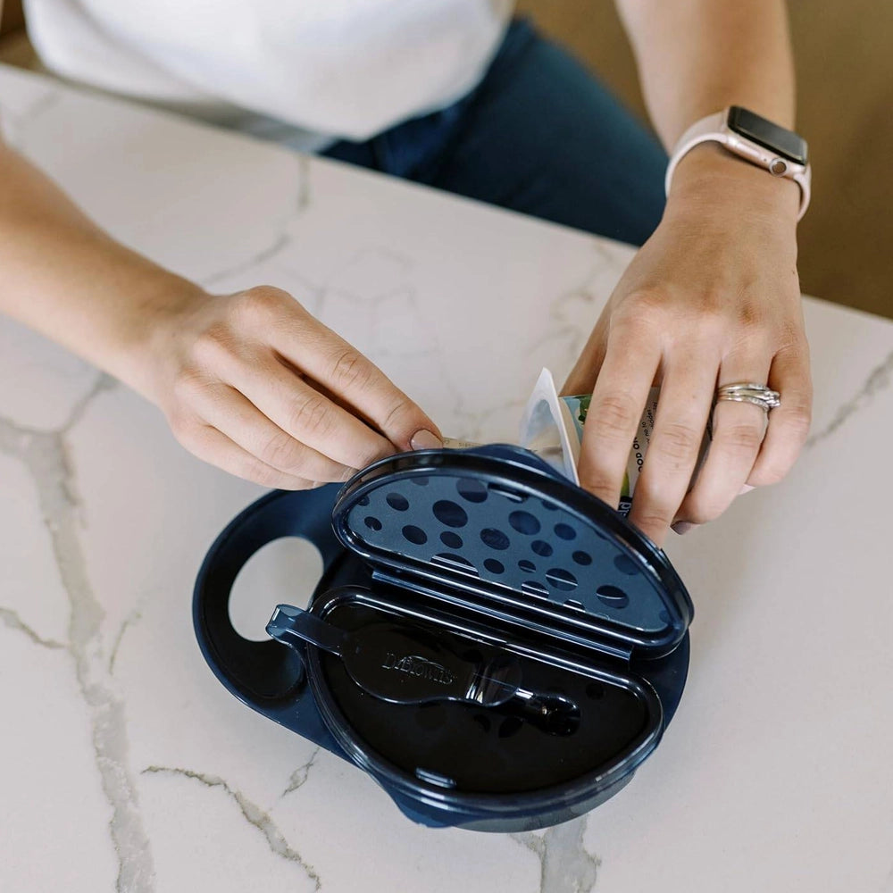 Dr. Brown's Bol et Cuillère à Couvercles Travel Fresh™ 4M+ - Bleu