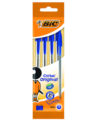 Bic Cristal Stylos à Bille 4 Pièces - Bleu