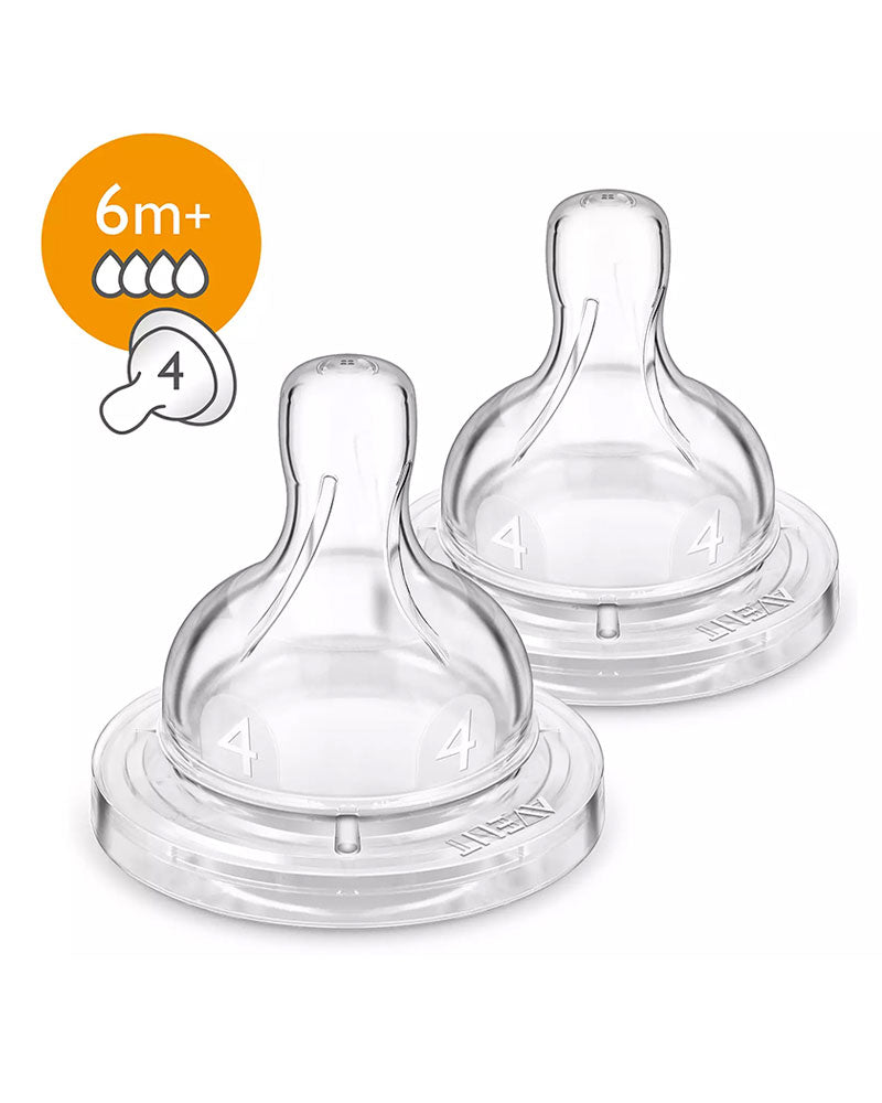 Avent 2 Tétines Classic Anti-Colic Débit Rapide 6m+