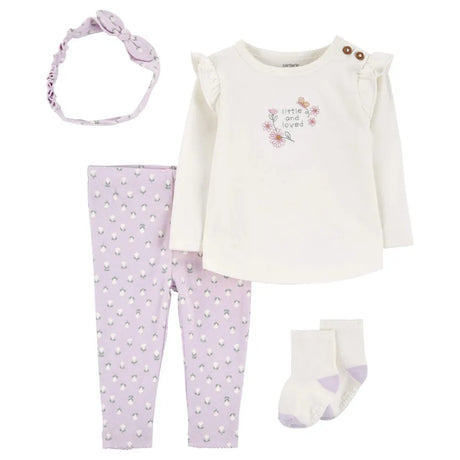 Ensemble de 4 Pièces Carter's - Floral Violet & Blanc