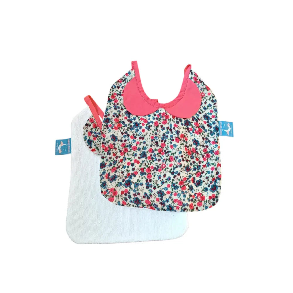 Baby Bulle Pack 2 Bavoirs avec col claudine Liberty - Corail