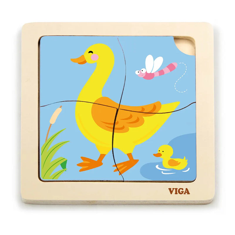 Viga Toys 4-Piece Wooden Duck Puzzle – 18M+