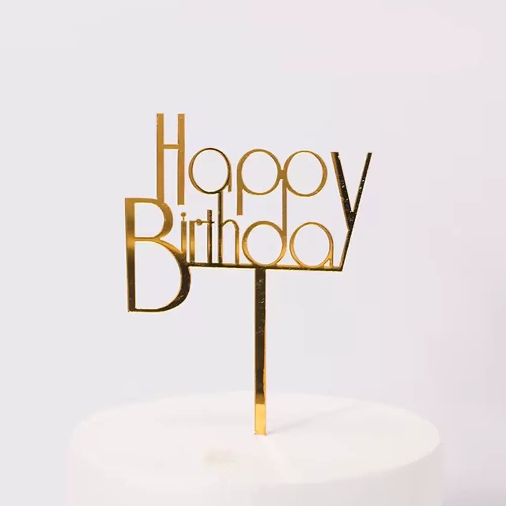 Cake Topper Happy Birthday - Gold