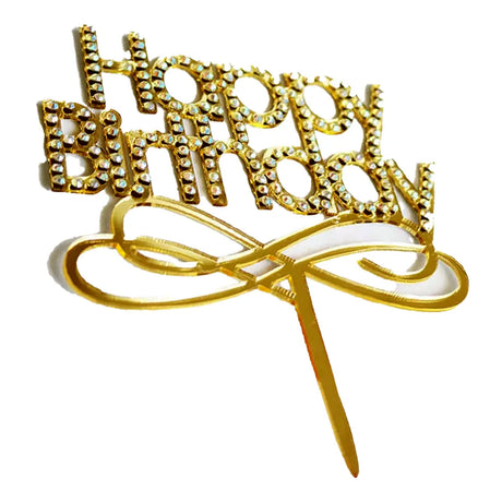 Cake Topper Happy Birthday - Dorée