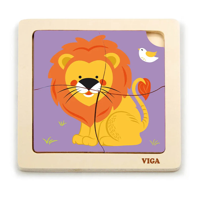 Viga Toys Puzzle en Bois Lion 4 Pièces – 18 M+