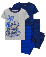 Pyjama 4 Pièces en Coton Carter's - Dinosaure Gris & Bleu