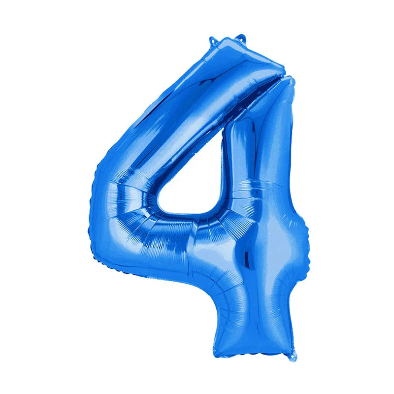 Ballon Chiffre 4 en Aluminium Bleu – 36cm