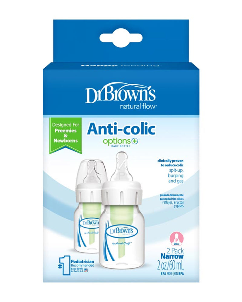 Dr. Brown's Pack de 2 Biberons Anti-Colique Étroit avec Tétine pour Prématuré - 60ml