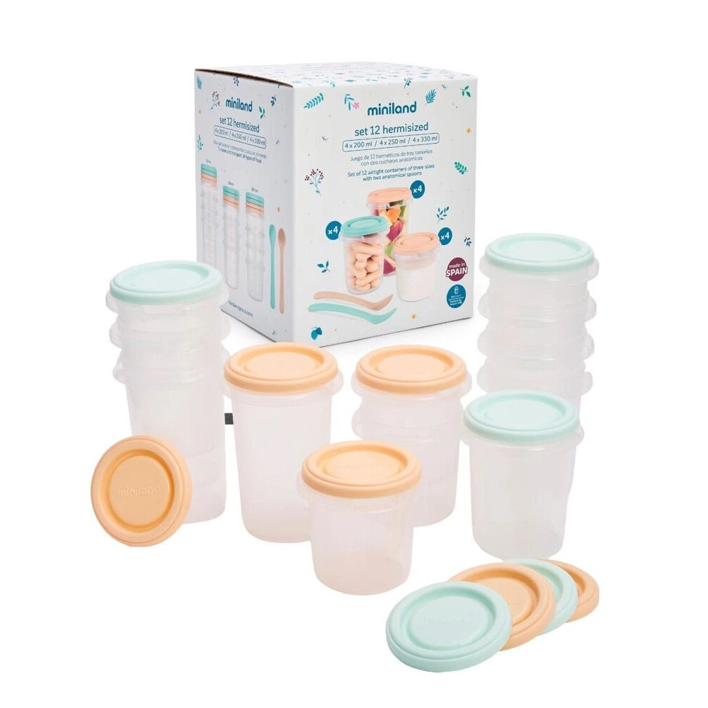 Miniland Set 12 Pots de Conservation - Multicolore