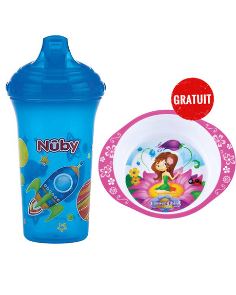 Offre : Gourde Nûby Anti-Goutte à Bec Dur 9M+ 270ml Fusée = Bol Creuse Gratuit