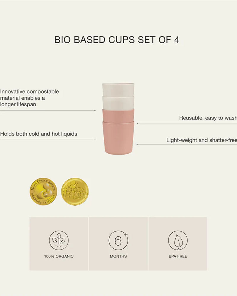 Set de 4 Gobelets Biosourcées Citron - Rose & Crème