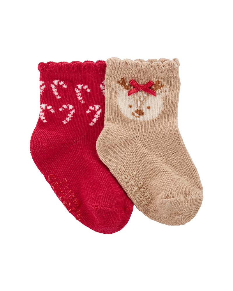 Lot de 2 Chaussons Carter's - Rouge & Beige