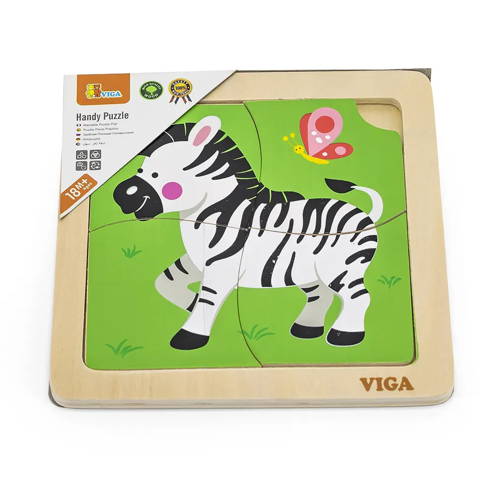 Viga Toys Puzzle 4 Pièces En Bois 18M+ - Zèbre