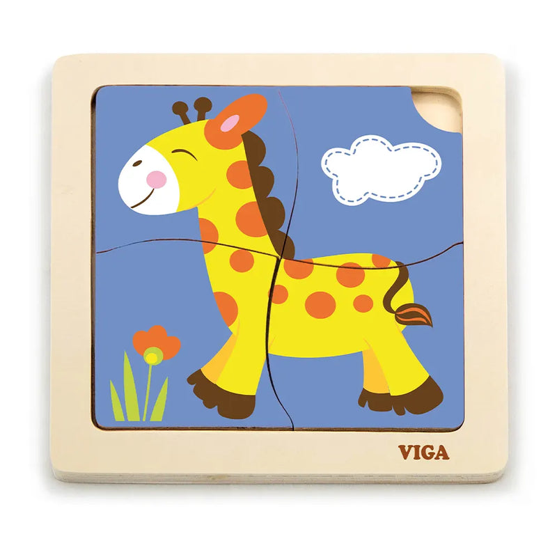 Viga Toys 4-Piece Wooden Giraffe Puzzle – 18M+