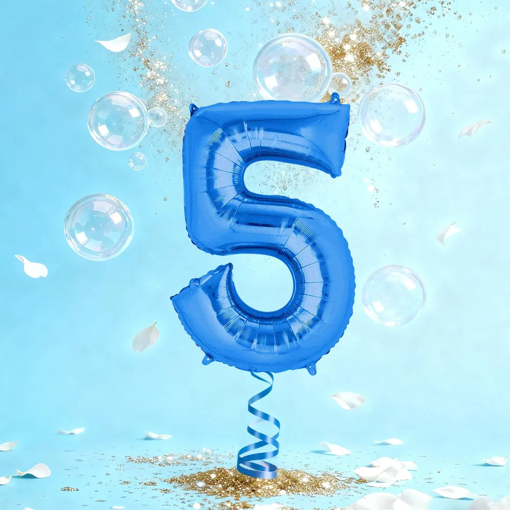 Blue Aluminum Number 5 Balloon – 86cm