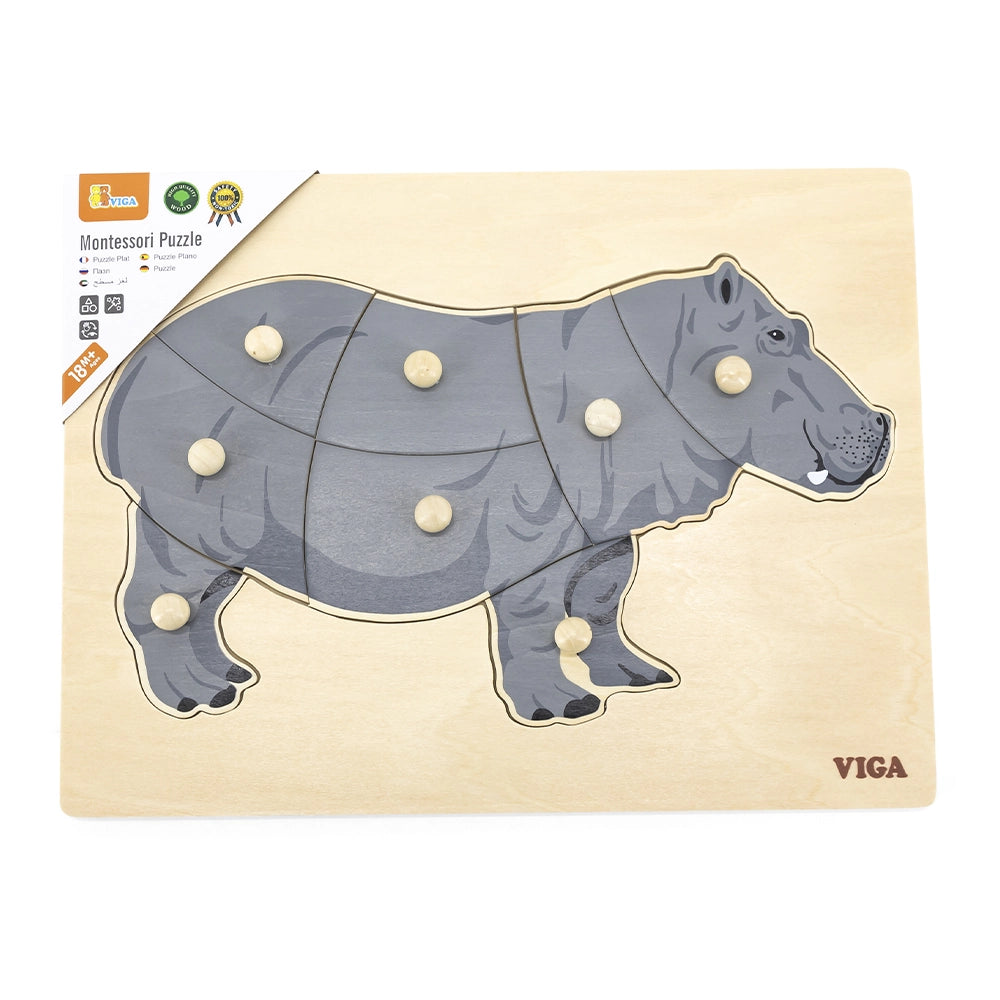 Viga Toys Puzzle Montessori 18M+ - Hippopotame