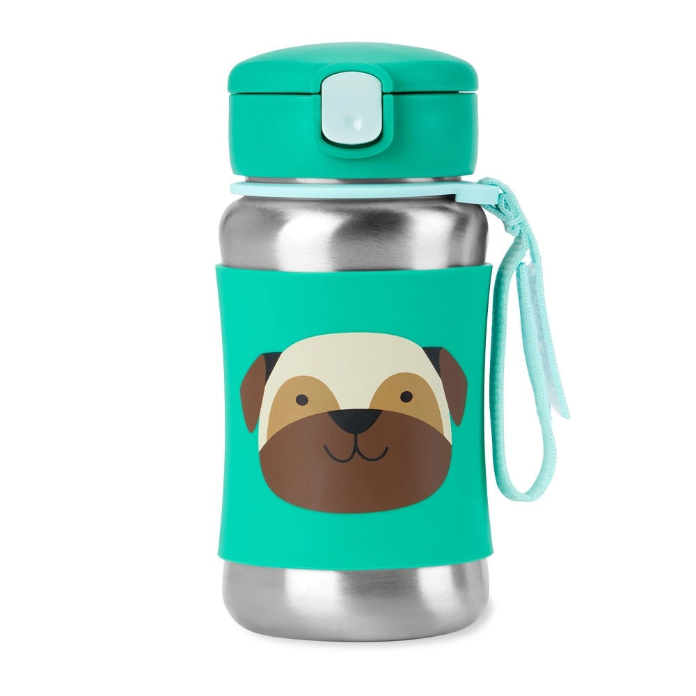 Skip Hop Gourde avec Paille en Acier Inoxydable 350ml - Pug