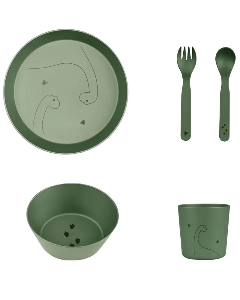 Set de Vaisselle 5 Pièces 100% Biosourcé Citron - Dino Vert