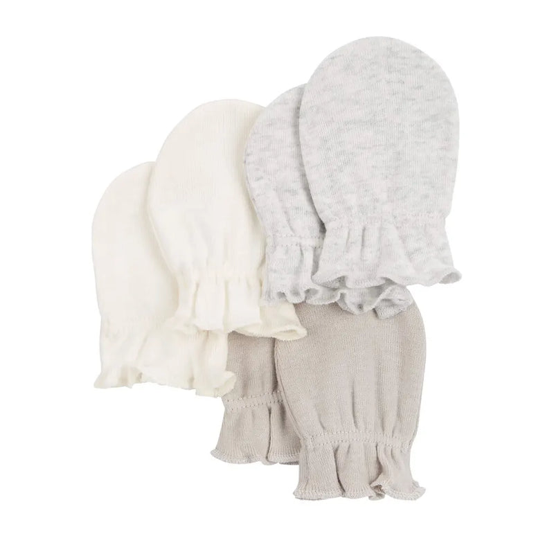 Lot de 3 Moufles pour Bébé - Ivoire & Gris