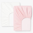 Babymat Pack 2 Draps Housse  120x60 cm - Blanc & Rose