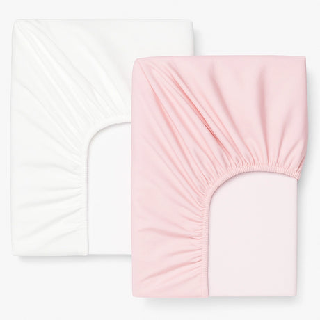 Babymat Pack 2 Draps Housse  120x60 cm - Blanc & Rose