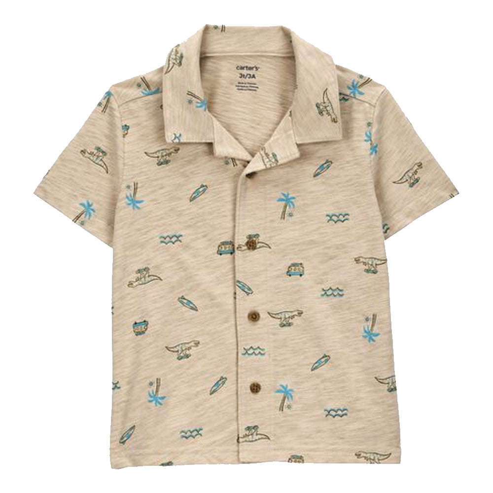 Camisa de Manga Corta de Algodón para Niño Carter's - Playa Caqui