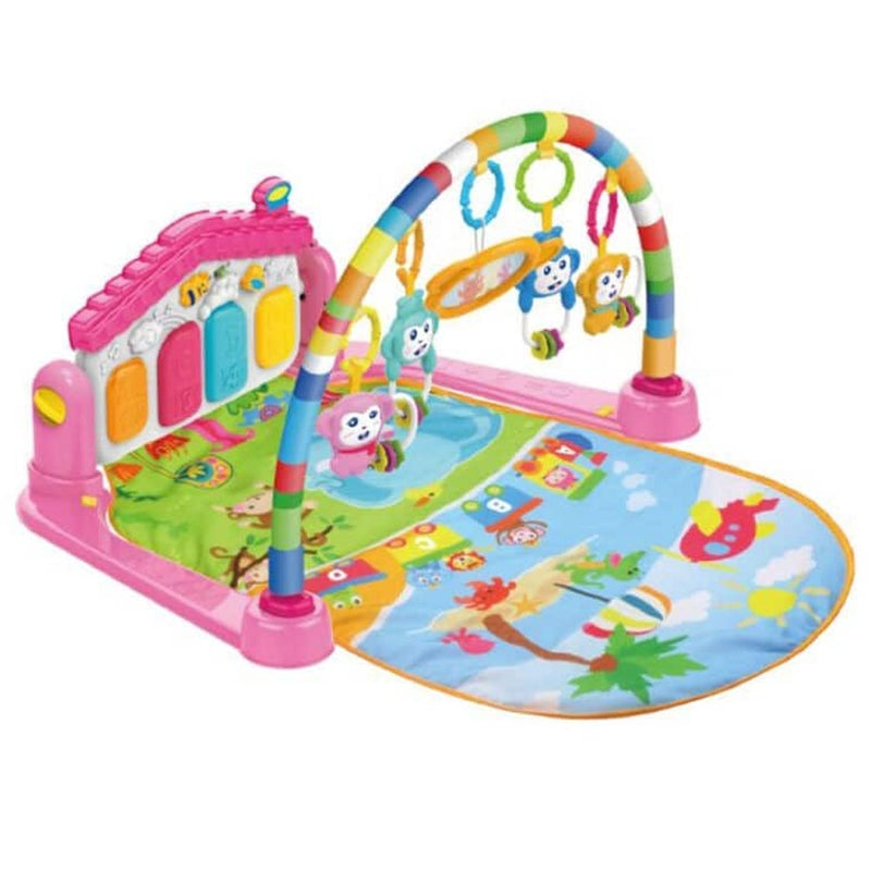 Huanger Tapis Piano d'Éveil Musical Lumineux 3 en 1 - Rose