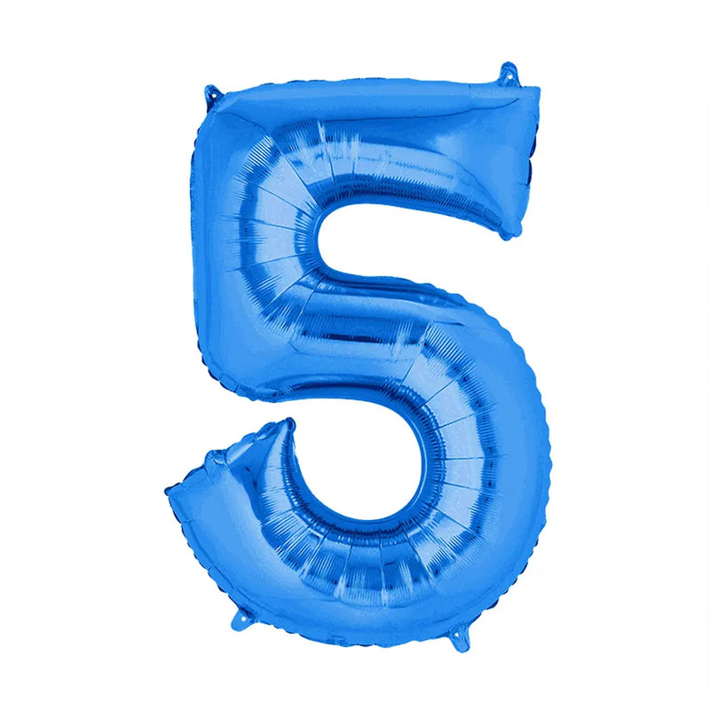 Ballon Chiffre 5 en Aluminium Bleu – 36cm