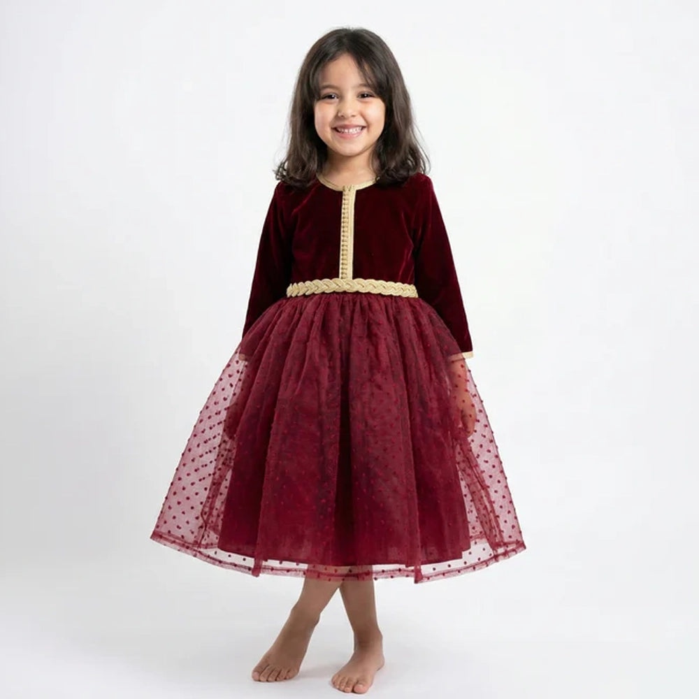 Caftan Impérial Grenat pour Fille