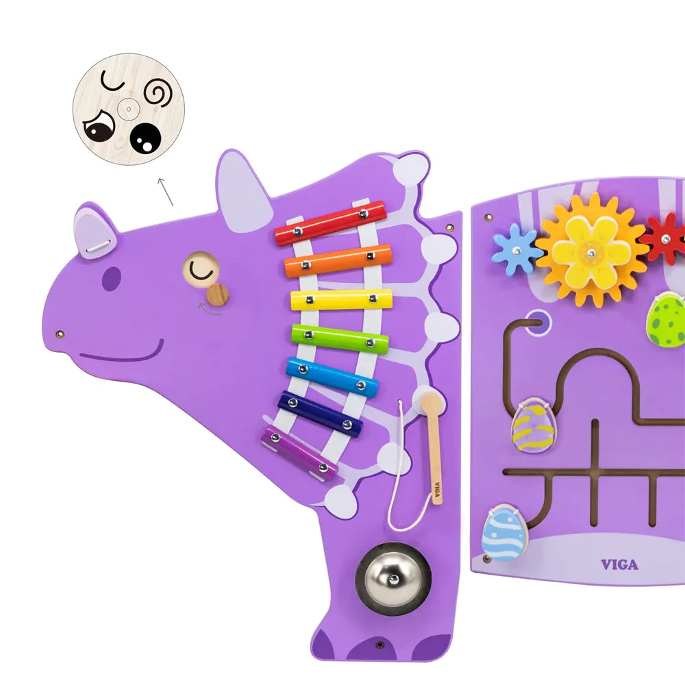 VIGA Toys Juego de Pared Educativo de Madera Triceratops – 18M+